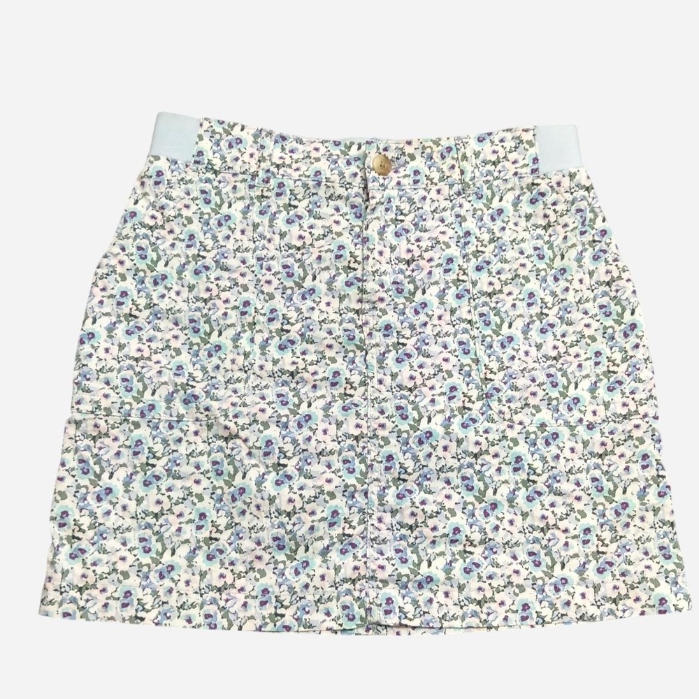 Lee Regular Fit Mid Rise Mini Skort Featuring Blue & Purple Flowers Size 6 - Picture 1 of 3